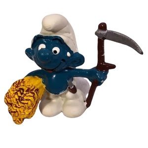 Smurfs Farmer Smurf Figure Vintage PVC Toy Peyo Figurine 1981 Schleich